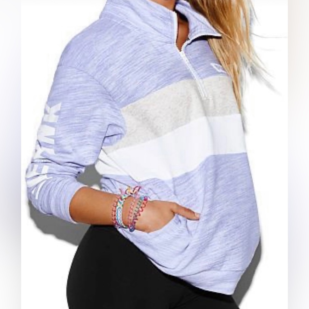 VS Pink Color block Quarter zip Sweatshirt